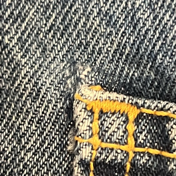 Carmar Denim Ursula Straight High-Rise Jeans Dark Blue Stripes Distressed Rips - Picture 16 of 17